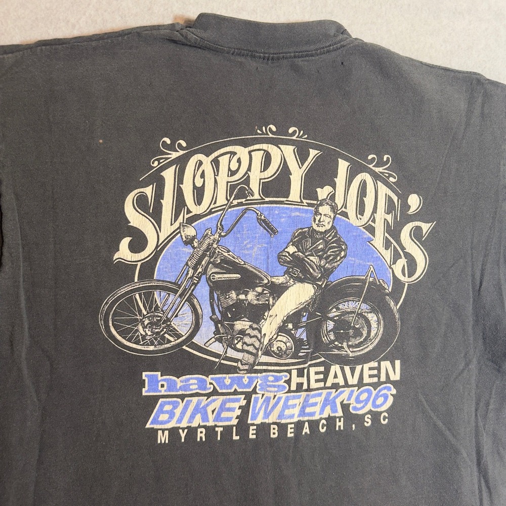 Vintage 1996 Sloppy Joes Bike Week T Shirt XL Black Single Stitch Myrtle Beach